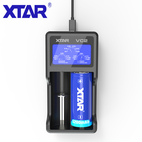 XTAR VC2 LCD Chargers 3.6V 3.7V Li-ion Battery 5v USB POWER Micro USB Charging Port 14450-26650 Battery Charger For 21700 18650 ► Photo 1/6