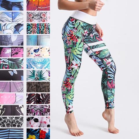 Qickitout 12% Spandex High Waist Digital Printed Fitness Leggings Push Up Sport GYM Leggings Women ► Photo 1/6