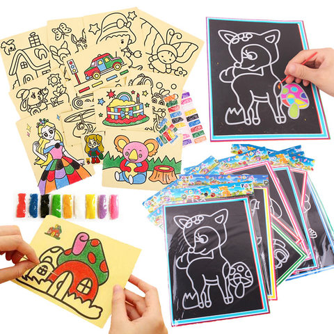 20Pcs/10Pcs Magic Scratch Art Doodle Pad Sand Painting Cards Early Educational Learning Creative Drawing Toys for Children ► Photo 1/6