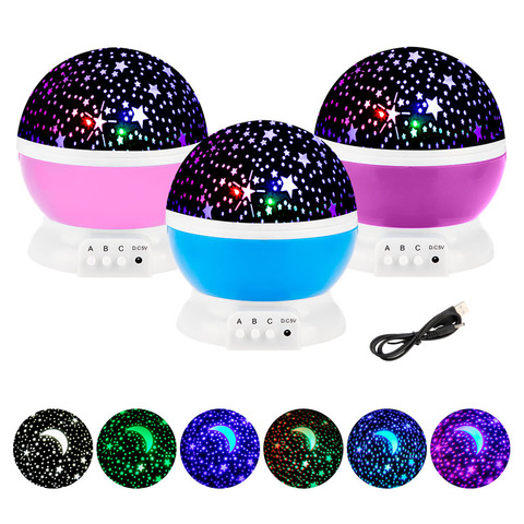 Galaxy Projector Starry Sky Rotating LED Night Light Planetarium Children Bedroom Star Night Lights Moon Light Kids Gift Lamp ► Photo 1/6