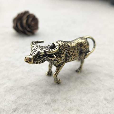 Solid Pure Copper Bull Miniatures Figurines Small Ornament Desktop Decoration Crafts Accessories Brass Animal Ox Toy Home Decors ► Photo 1/6