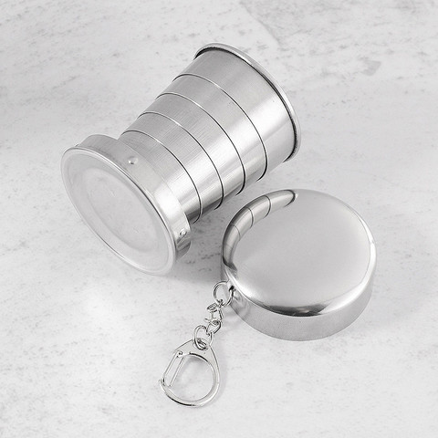 2022 1PC Stainless Steel Folding Cup Travel Tool Kit Survival Gear Outdoor Sports Mug Portable for Camping Hiking Lighter ► Photo 1/6