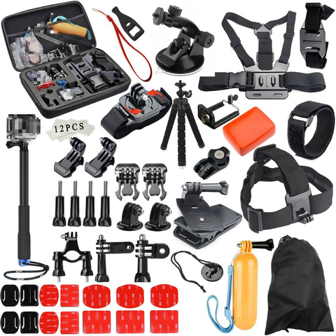 For Gopro Accessories Set for go pro hero 8 7 6 5 4 3 kit 3 way selfie stick for Eken h8r for xiaomi for osmo action yi EVA case ► Photo 1/6