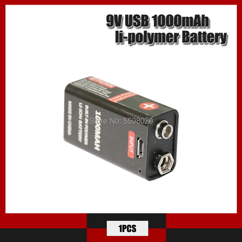 1pcs 9V 1000mAh lithium ion battery 6F22 USB rechargeable battery detector toy rechargeable battery ► Photo 1/5