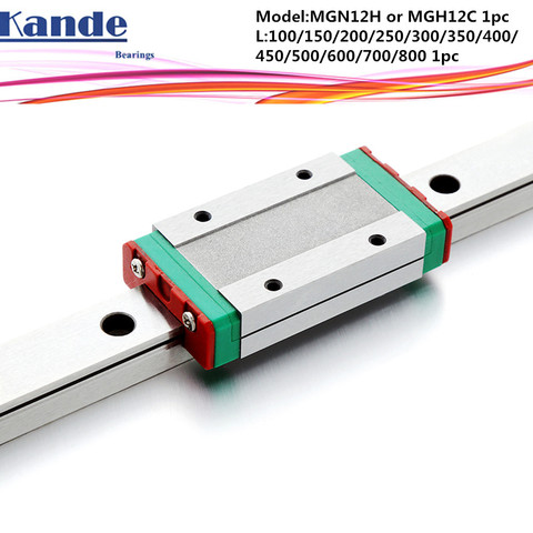 MGN12 CNC 12mm miniature linear rail guide  MGN12C L100 - 600 mm MGN12H linear block carriage or MGN12H narrow carriage ► Photo 1/6