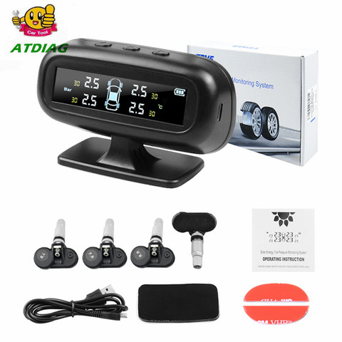 Professional Solar TPMS Car Tire Pressure Alarm Monitor System Display 4 External Sensors Temperature Warning Fuel Save ► Photo 1/6