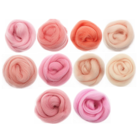 10g/50g/100g Pink Series Wool Fibre Flower Animal Toy Wool Felting Handmade Spinning DIY Craft Materials Tool Felt Christmas ► Photo 1/5