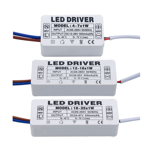 LED Driver 300mA 1-3W 3-5W 4-7W 8-12W 12-18W 18-25W 25-36W LED Power Supply Unit 350mA AC90-265V Lighting Transformers For LEDs ► Photo 1/6