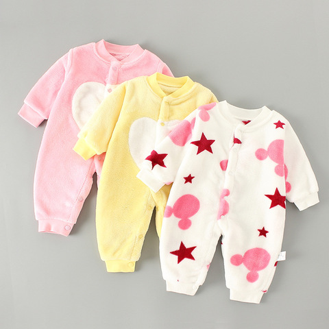 Baby Romper Winter Newborn Baby boy girl Clothes cute Print Warm Infant baby Soft Fleece Jumpsuit Pajamas baby girls clothes ► Photo 1/6