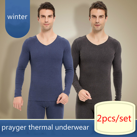 Winter Thermal Underwear Men Long Jhons Tops Buttoms Invisible Clothes Warm Body Sleeves Sets ► Photo 1/6