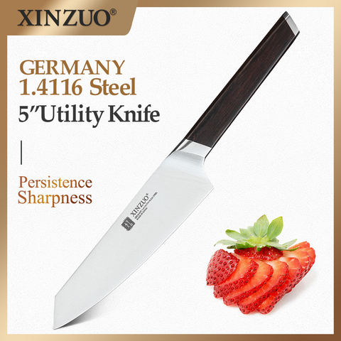 XINZUO 5 inch Utility Knife High Carbon Germany 1.4116 Kitchen Knives with Ebony Handle New Fruit Peeling Knife Kitchen Tackle ► Photo 1/6