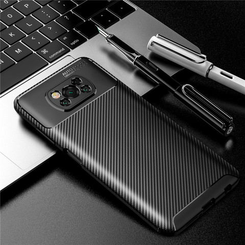 Carbon Fiber Case For Xiaomi Poco X3 Case Poco C3 M2 F2 Pro X2 Redmi 9 K30 Ultra Cover Soft Phone Bumper For Poco X3 NFC Funda ► Photo 1/6