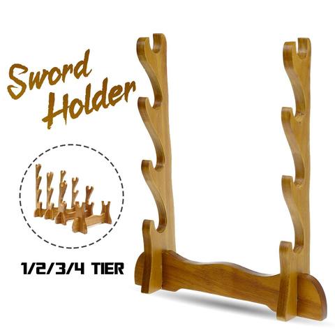 Stents1/2/3/4 Tiers Samurai Solid Wood Katana Holder Japanese UniversalStand Bracket Display Ofverwatch Cosplay Samurai Sword ► Photo 1/6