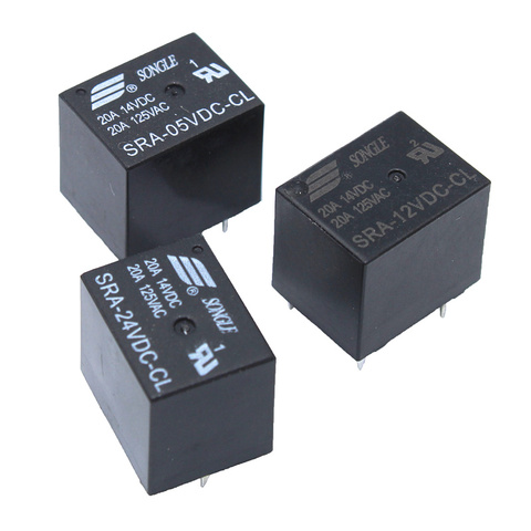 5Pcs 5V 12V 24V 20A DC Power Relay SRA-05VDC-CL SRA-12VDC-CL SRA-24VDC-CL 5Pin PCB Type In stock Black Automobile relay ► Photo 1/2