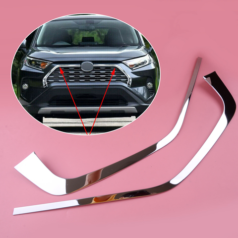 DWCX 2Pcs Car Chrome Stainless steel Front Grill Grille Cover Decorative Trim Strips Mouldings Fit for Toyota Rav4 2022 ► Photo 1/4
