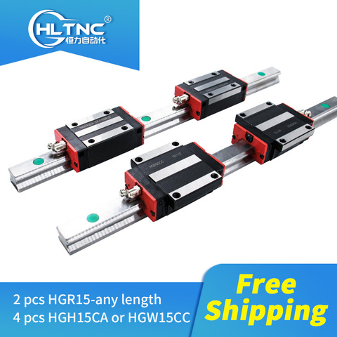 EU warehouse CNC guide  2 pcs HGR15 linear square rail 200-800mm+ 4pcs blocks slides carriages HGH15CA or HGW15CC for  CNC parts ► Photo 1/5