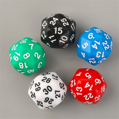 1 Piece High Quality 30 Sided D30 25mm Digital Dice For Board game Acrylic Dices With 1-30 number 5 Colors ► Photo 1/5