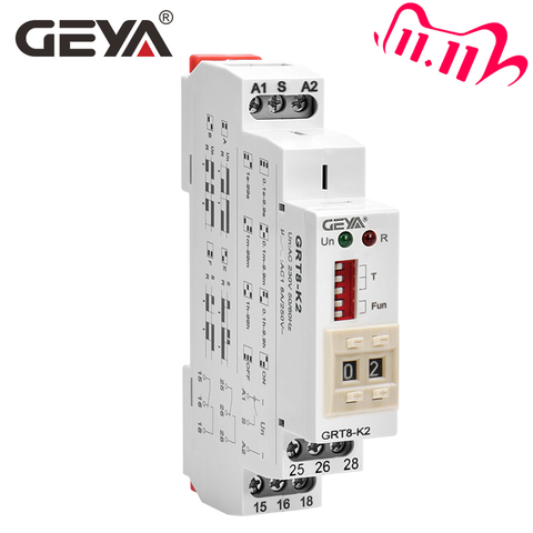 NEW ARRIVAL GEYA GRT8-K Digital Setting Timer Relay AC DC 12V 24V 220V 230V Multifunction Time Delay on off Relay ► Photo 1/6