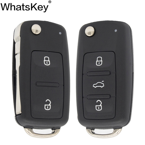 WhatsKey Flip Remote Car Key Shell Case For Seat Altea For Skoda Fabia For Volkswagen VW Caddy Passat B5 Golf 6 7 4 5K0837202AD ► Photo 1/6