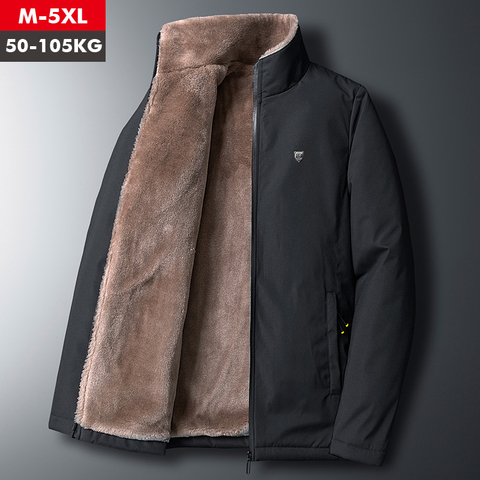 Fleece Jacket Men 's Warm Thick Windbreaker High Quality Fur Collar Coat Plus Size M-5XL Brand Fashion Winter Fleece Parkas ► Photo 1/6