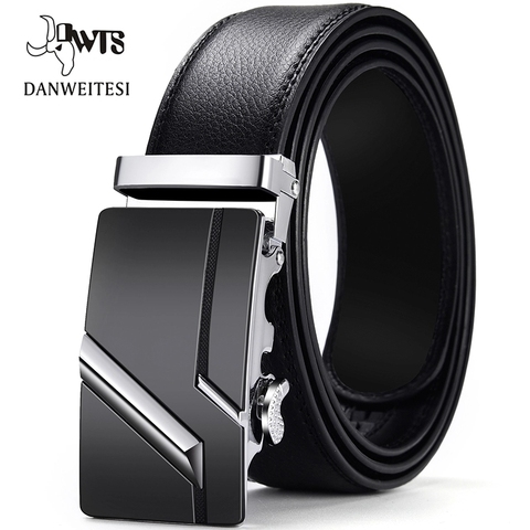 [DWTS]Men Belt Male Genuine Leather Belt Men Strap Belts For Men Automatic Buckle Black Men's Belts Cummerbunds cinturon hombre ► Photo 1/6