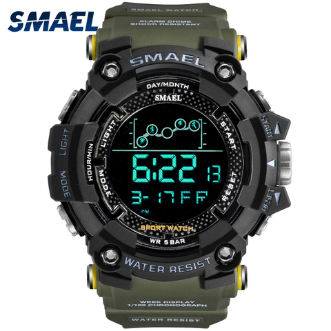 Mens Watch Military Water resistant SMAEL Sport watch Army led Digital wrist Stopwatches for male 1802 relogio masculino Watches ► Photo 1/6