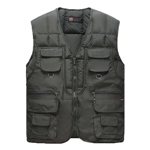 2022 New Cotton Warm Vest Man Winter With Many Pockets Male Sleeveless Jacket Men Fashion Zipper Pro Journalist Waistcoat WFY41 ► Photo 1/6