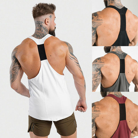 New Casual Men's Fitness Sleeveless Tank Tops Gym Sports Running Vest Slim Muscle Bodybuilding Male Exercise Tee Tank Tops ► Photo 1/6