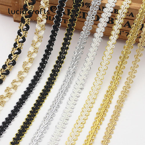 5Meter 8/10mm Gold Silver Thread Centipede Braided Lace Ribbon Trim Curve Fabric DIY Sewing Garment Material Wedding Decor X0404 ► Photo 1/6