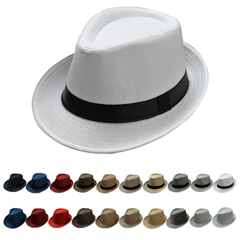 summer Fedora Hat for Men Fashionable Elegant Vintage Black Women White Red Brim 1920s Panama Top Jazz Beach Unisex Classic Cap ► Photo 1/6