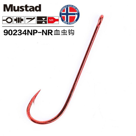 1 Pack Authentic Mustad Hooks for Sea Fishing Pesca 90234 Np # High Carbon Steel Hook Blood Worm Hooks Bait Barbed Peche Hooks ► Photo 1/6