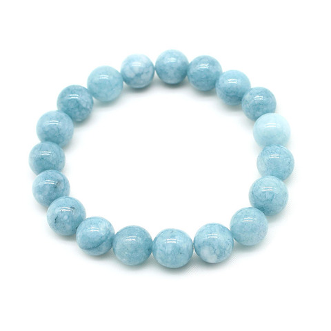 Natural Aquamarin Agat  Stone  Beads Bracelet Vintage Charm Round Chain Beads Jewelry For Women Friend Gift  4/6/8/10/12mm ► Photo 1/6