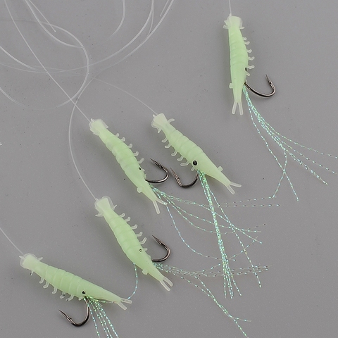 5pcs 1.2cm Sabiki Soft Rigs Fishing Lure Glow In The Dark Luminous Shrimp Bait Jigs Lure Soft Lure Worn Fake Lure Baits ► Photo 1/6