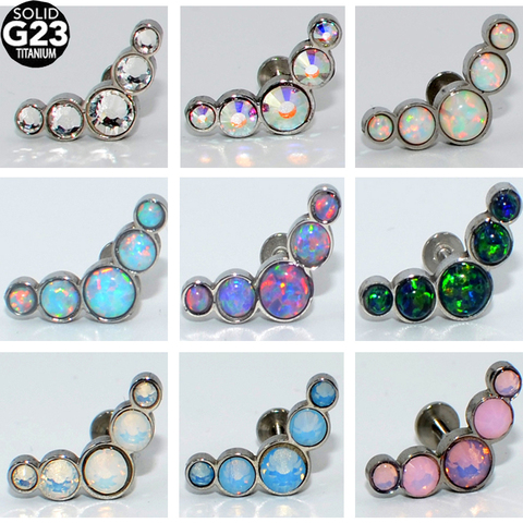 1Pc G23 Titanium & Steel 1Pc Hot sale Opal CZ Gem Ear Tragus Cartilage Helix Earring Lip Labret Stud Piercing Body Jewelry ► Photo 1/6