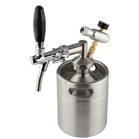 mini keg 5l,Pressurized Beer Keg System 64oz Stainless Steel Mini Growler Keg Adjustable Beer Tap Faucet Premium CO2 Charger Kit ► Photo 1/6