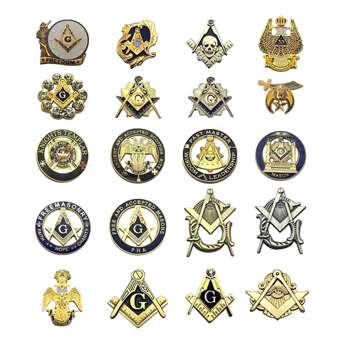 Multi Masonic Lapel Pins Free and Accepted Mason Knight templar Compass and Sqaure Brooch Gifts Badges With Butterfly Clutch ► Photo 1/6