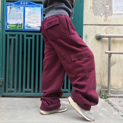 Winter Spring Big Size Hip Hop Joggers Men Harem Sweatpants Loose Baggy Wide Leg Fleece Casual Pants Elastic Waist Trousers ► Photo 1/5