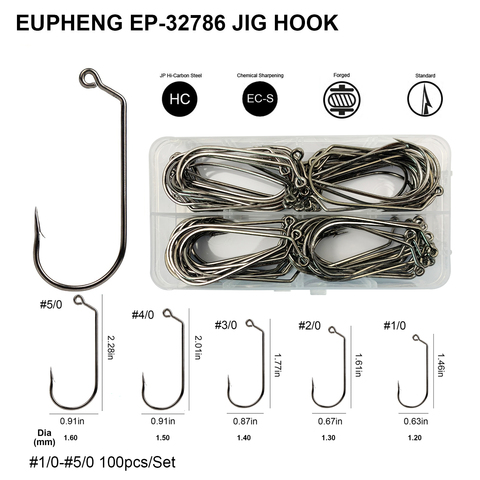 100pcs Eupheng EP- 32786 120 Degree High Carbon Steel Jig Lure Fishing Hooks Black Nickle Color Fishing Hook ► Photo 1/3