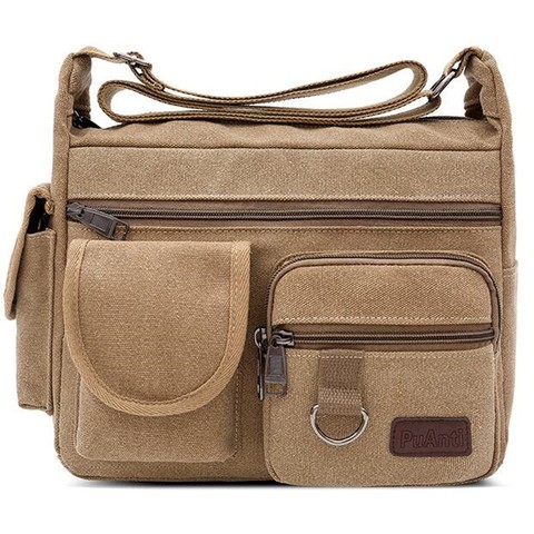 Canvas Messenger Bag for Men Vintage Water Resistant Waxed Crossbody bags Briefcase Padded Shoulder Bag for Male Handbag ► Photo 1/6