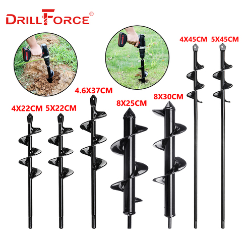 DRILLFORCE Earth Auger Spiral Drill Bit Planter Drill Auger Yard Gardening Bedding Planting Hole Digger Replacement Garden Tools ► Photo 1/6