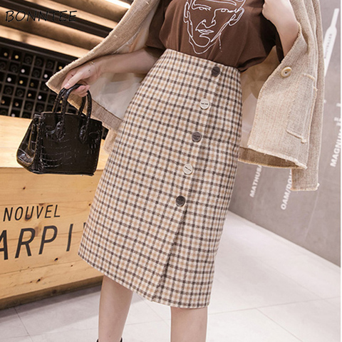 Skirts Women Vintage Plaid A-Line Slim All-match Korean Style High Waist Harajuku Streetwear Womens Mini Skirt Students Chic New ► Photo 1/6