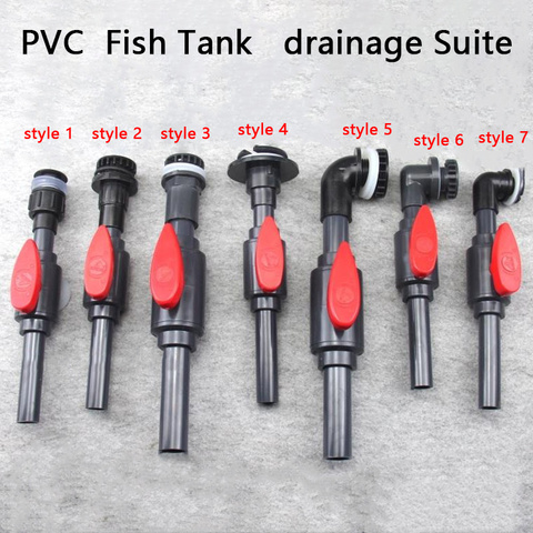 PVC Tank Drainage + Ball Valve + Pipe Fitting Connector For Aquarium Fish Tank Garden landscape water tank with drainage 1 Pcs ► Photo 1/3