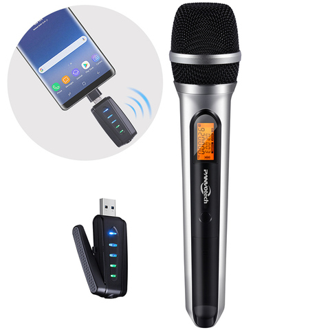 USB Wireless Microphone, Alvoxcon UHF Unidirectional mic for Smartphone, PC computer, Laptop, PA, Podcasting, Vlogging, Youtube ► Photo 1/6
