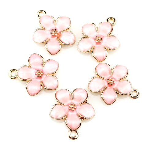 20Pcs/Lot Drop Oil Flower Charms Making Metal Plant Camellia Pendant Necklaces Jewelry Wholesale ► Photo 1/3