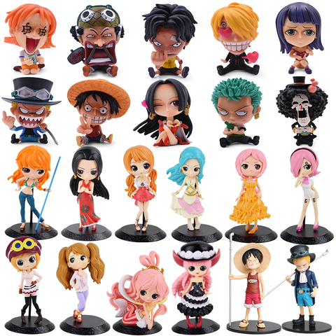 9Pcs/Set One Piece Luffy Zoro Sanji Nami Brook Japanese Anime Figures Gift  TOY