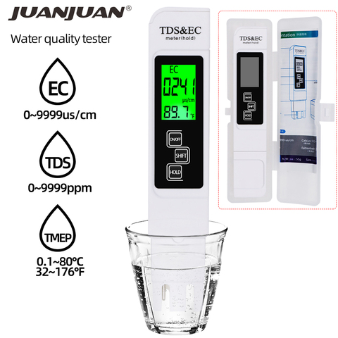 3 In1 TDS/Temp/EC Meter TDS&EC Tester 0-9990ppm Conductivity Detector Water Quality Monitor Purity Measure Tool for Pool 20%OFF ► Photo 1/6