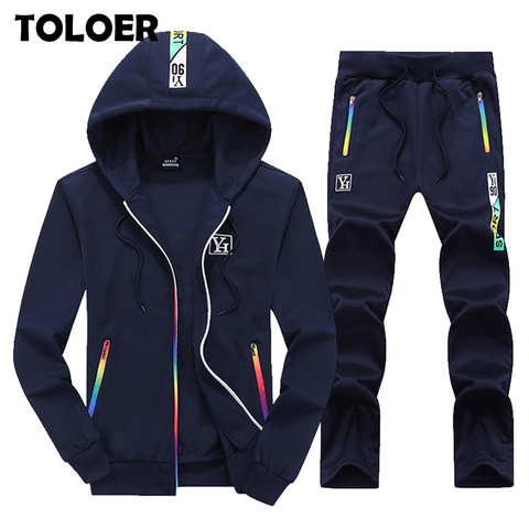 New Brand Men's Set Spring Autumn Men Sportswear 2 Piece Set SportingTrack Suits Jacket+Pant Sweatsuit Male Hooded Tracksuit Set ► Photo 1/6