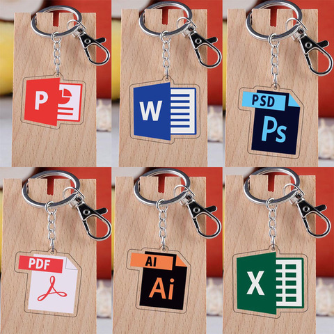 Cartoon Software Icon Keychain Creative PS AI Word Excel Acrylic Pendant Keyring ► Photo 1/6