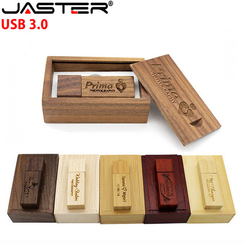 JASTER USB 3.0 Custom LOGO Wooden memory Stick usb flash drive pen drive pendrive 4gb 8gb 16gb 32GB 64GB U disk wedding gift ► Photo 1/6