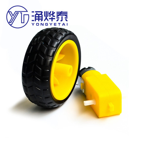 YYT 1Set Smart car chassis Robot tire + DC gear motor set Wheel Motor TT Motor DC3V-6V geared motor Rubber wheel ► Photo 1/2